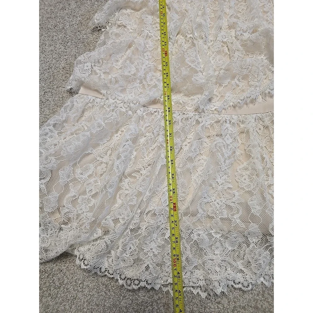 Tadashi Shoji Women Jacquin Off Shoulder Lace Tiered Bell Sleeve Dress Sz 12 NWT